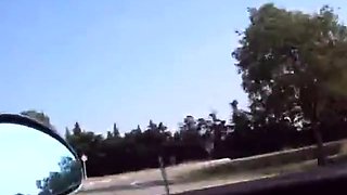 Mature European with Big Natural Tits Masturbates in Car