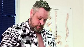 Naughty doctor CFNM sluts giving handjob