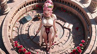 Private Morning Reading in the Roman Court, Silk Stockings Crossed, Forbidden Lip Touch!
