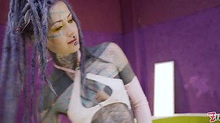 Threesome Anal Only Alternative Dreadlocks Girl Double Anal, Prolapse, Gape