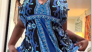 Chubby Ebony in Dress Showing Her Big Tits & Ass