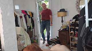 He came home early from work. I was caught naked.