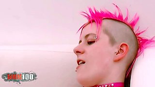 Pink-Haired Punk Karen Gags on Attila Tristans Massive Cock Before He Pounds Her Ass Deep, Sm