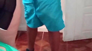 Stepson Catches His Stepmom Making the Bed - Close up Ass and Hard Fucking with His Big Black Cock