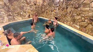 Wild Motel Party with Friends - Busty Latina & Big Cock Fun in Red Sheer Lingerie