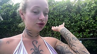 Public pool, public stranger, poolside fuck