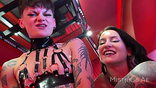Fangs Out 1: Red Room Cock Biting POV with Mistress Ae & Miss Flora