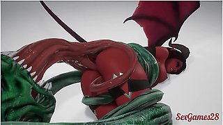 Succubus Girl Is Fucked By A Monster With Many Cocks