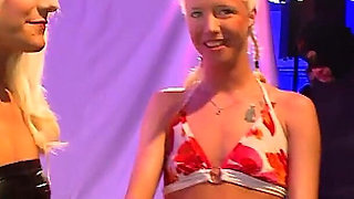 Blonde MILF Slut Masturbates with Giant Dildos and Squirts Meters Away!