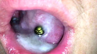 My wife sucked a hairy hard dick then show me her mouth of cum before swallowing