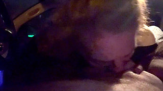 Redhead Gives Amazing Blowjob and Foot Job to Bwc in Car at Night