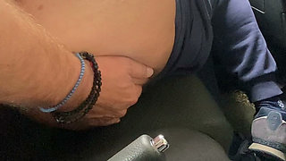 Fingering His Ass in Car