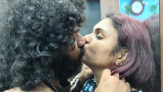 Neck Kiss with Lip Lock in Nighty