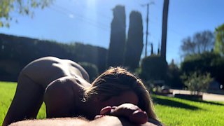 Outdoor handjob on beach with cumshot