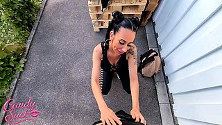 Candy Sucks Girl-on-Girl Blowjob for Boss Ignores Warning