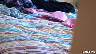 Pervs on Patrol - Big Tits London Jolie & Bruno Film a Raw Amateur POV Encounter After Showering Alone