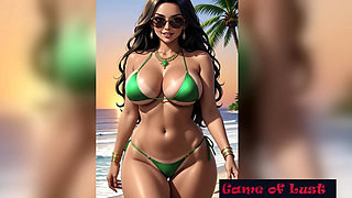 Gol Hot Desi Women Hot Bikini Beach Animation