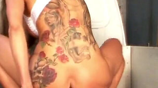 Blonde German secretary follows her boss into the hall