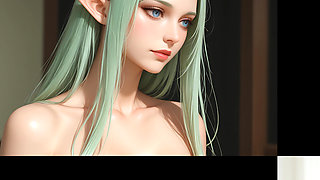 Lustrender Slideshow: Beautiful Nude Elf Head Turn Right Art - Ai Video