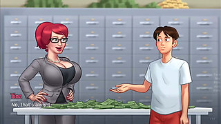 Big boobs Tina fucks monster cock Anon on a big pile of money - gameplay part 4