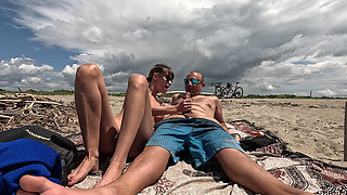 MILF Slut Topless Exhibitionist on the Beach, Teases Voyeur and Gets Fucked in Front of Everyone
