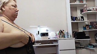 Stepmom Sucks Dick and Then I Pour Cum on Her Huge Tits