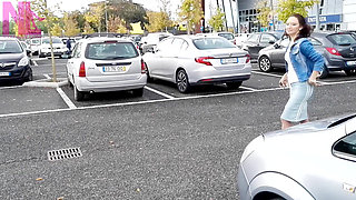 Cool Pedal Pumping and Driving in Nude Pantyhose and White Flats