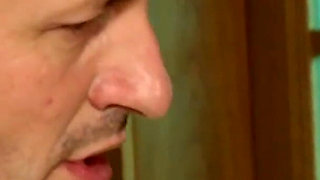 Fucking his redhead teen next to a fireplace