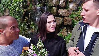 Lucy savors two juicy dicks in a wild threesome