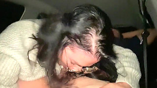 She Let Me Cum in Her Mouth, Sloppy Blowjob in Car on Public Parking, with Deepthoart