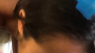 Big tit teen blonde gives a POV blowjob to a big cock