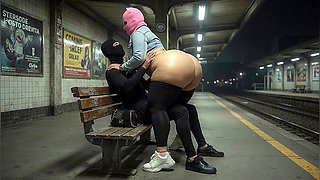 "Masked Stranger Grabs Thick BBW Ass at Empty Train Station"