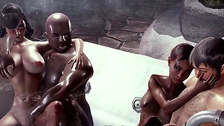 Foxy 3D Superwoman bounces up and down on a cock