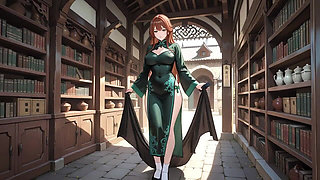 Red Hair & Emerald Qipao! Lazy Seduction in the Eastern Courtyard