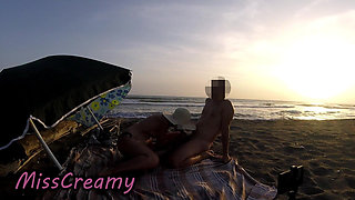 French Teacher Extreme Public Blowjob on Nudist Beach with Voyeurs and Cumshot