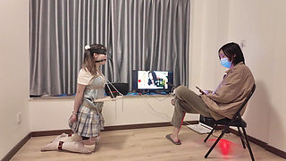 Hs021-an Asian Girl in School Uniform Was Disciplined