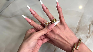 French Manicure Long Nails and Long Fingers