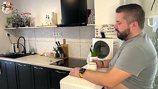 Amateur MILF needed some cream for her coffee so she milked her husband