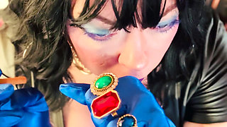 Tina's In Her Satin Gloves Again! Smoking A Cork Cigarette With Dangles, Snap Inhales & Drifting Smoke