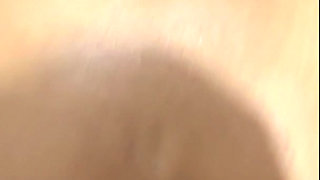 Massive cum explosion on her shiny oiled ass
