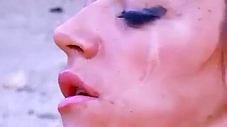 Skinny teen Eva is fucked by her stepfather while exercising on the beach