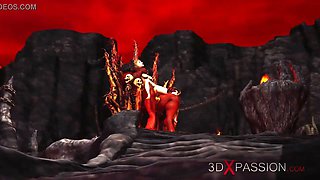 Devil plays with a super hot girl in hell