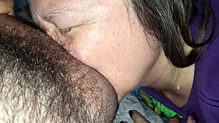 She sucks my dick good on the couch before I take her in the bedroom and fuck her pussy
