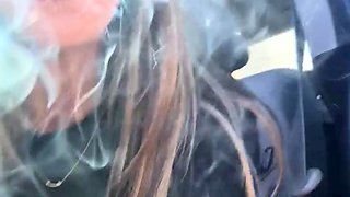Blonde is flashing her big boobs in the outdoors