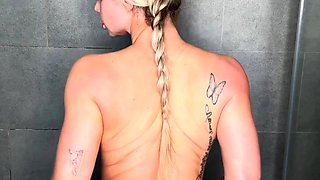 Fit_Honey Blonde Fucks Her Tight Asshole In Bathroom