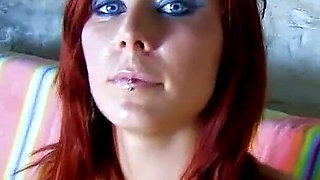 Sexy skinny redhead teen Dixie fucked to orgasm by her stepbrother with a big cock