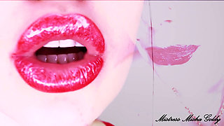Red shiny fantasy over my mesmerizing lips  and my sexy body