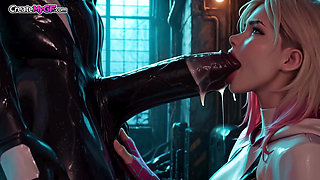 Sexy Slim Gwen Gets Deepthroated and Fucked By Black Cock VENOM - 3D Animation X