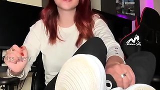 Porn latex movie with foot fetish and blonde mistress