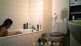Cute teen gets caught on a toilet and in bath